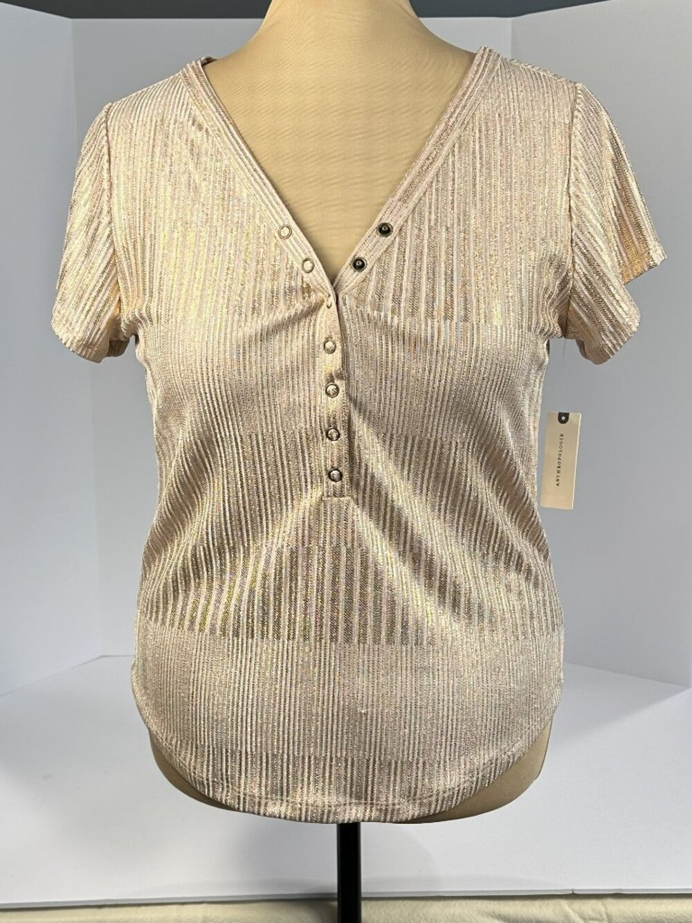 Pilcro The Andie Scoop Neck Ribbed Henley Top NWT